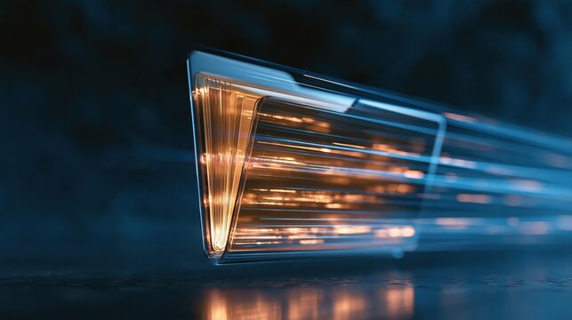 Glowing Digital Folder Moving Through Blue Data Transfer Trails
