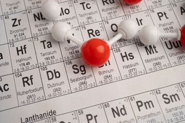 Molecules chemical on a periodic table background. © manassanant