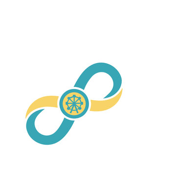 Infinity symbol with gear in the center