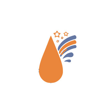 Orange drop with stars and abstract shapes