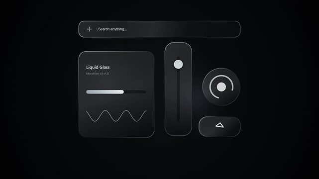 Dark UI elements animating with subtle light shifts in a professional digital interface concept