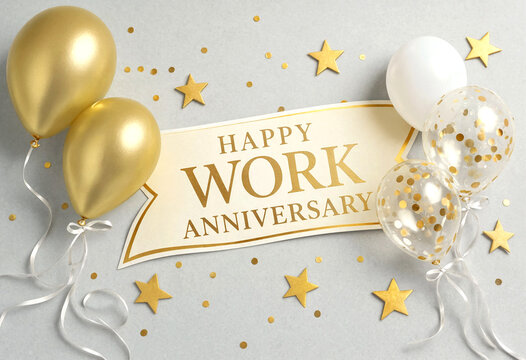 Celebration banner with balloons for work anniversary party decoration