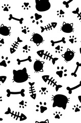 Obraz premium Seamless Pet Animal Pattern Collection with Cats, Dogs and Pet Icons