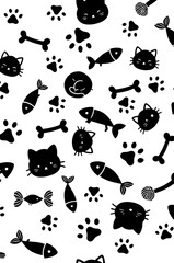 Obraz premium Seamless Pet Animal Pattern Collection with Cats, Dogs and Pet Icons