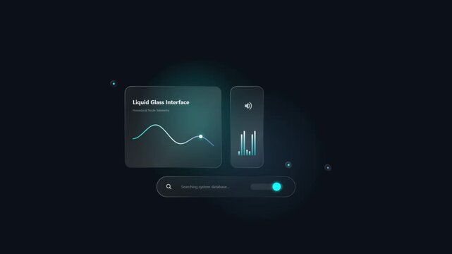 Abstract digital interface with glowing data streams during dark ambient background