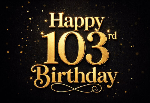 Golden celebration text for hundred third birthday anniversary card design