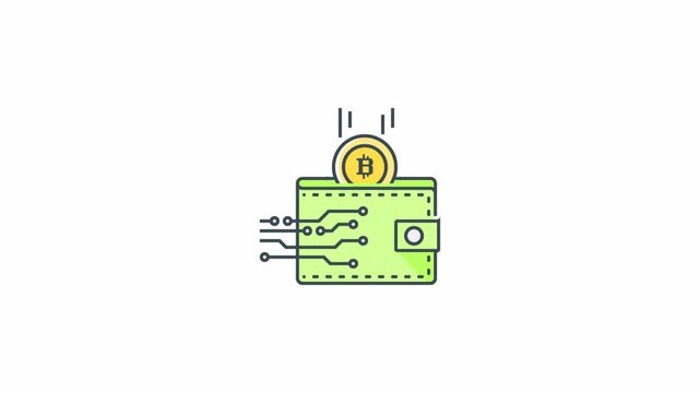 Digital Cryptocurrency Wallet Icon Animation.