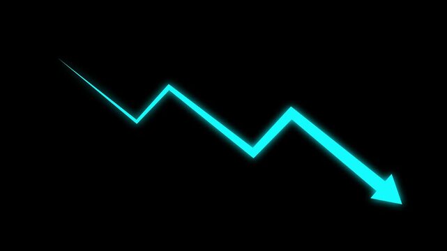 Business cost reduction and market dropdown chart icon , .arrow showing rising quality and decreasing cost. Visualize business performance optimization, 4k
