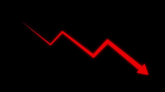 Business cost reduction and market dropdown chart icon , .arrow showing rising quality and decreasing cost. Visualize business performance optimization, 4k