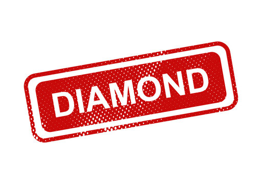 Red diamond stamp with text label illustration