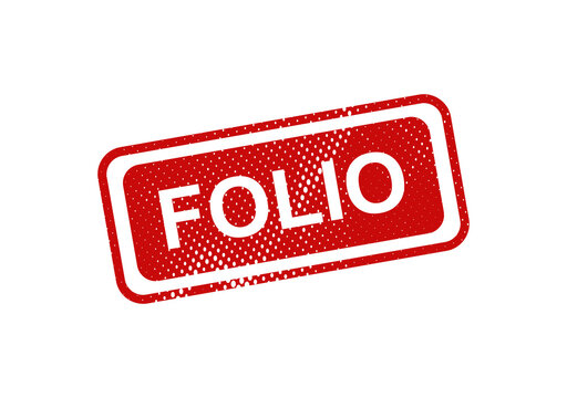 Red folio stamp with text label illustration
