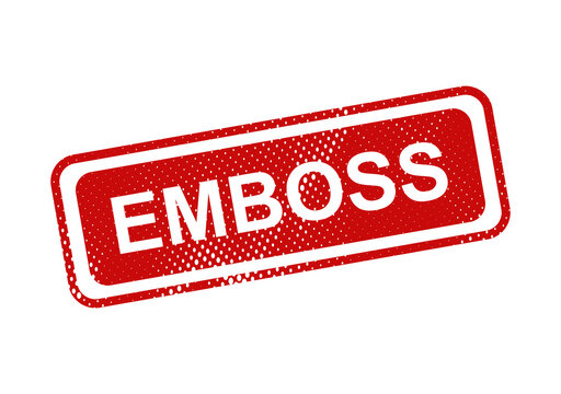 Red embossed stamp with word emboss illustration