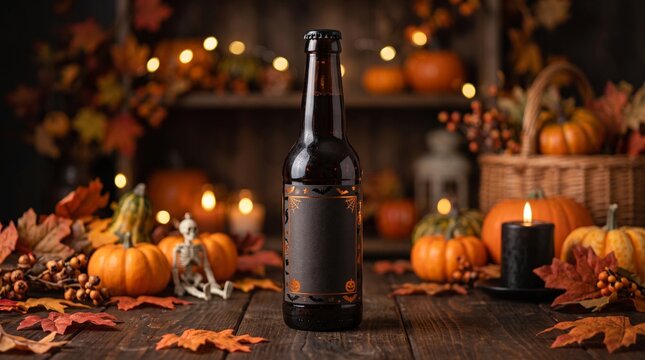 Halloween Beverage Bottle Mockup