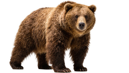 Fototapeta premium Brown grizzly bear standing, isolated on transparent background