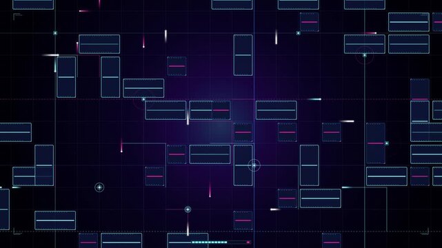 Abstract digital data grid background featuring glowing geometric rectangles and scanning light particles in a futuristic cyberspace environment