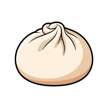 Hand-drawn vector illustration of a traditional Asian steamed bao bun or dumpling. Perfect for food menus and culinary designs. Isolated on white.