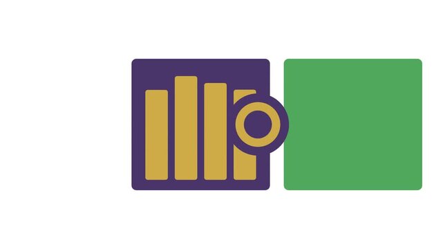 Abstract Business Chart and Green Square Geometric Logo Icon