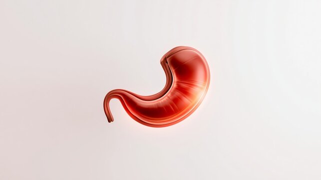 Human stomach organ with glowing gastric acid indicating digestion, heartburn, or acidity issues. Medical illustration
