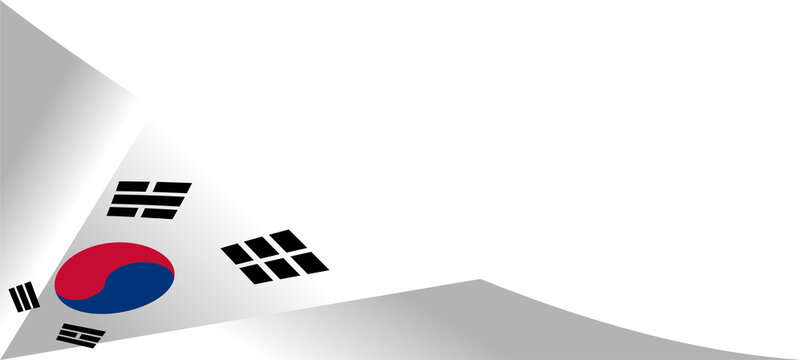 South korean flag flat design curl illustration