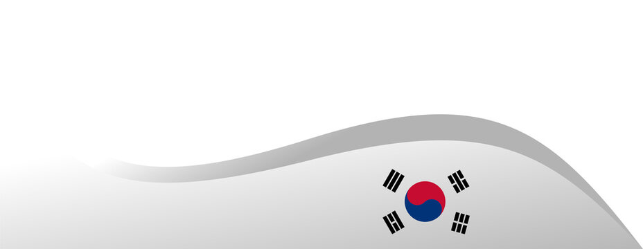 Minimalist wavy south korean flag illustration copy space