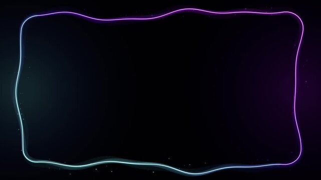Neon glowing liquid light frame border with flowing wavy animation for screen overlay