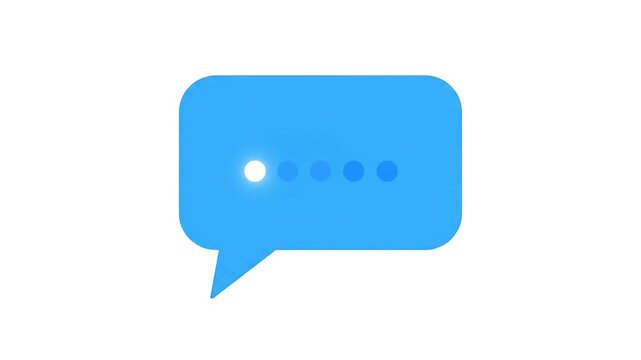Three blue speech bubbles showing animated typing indicator dots