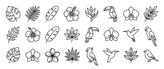 Fototapeta premium Tropical Jungle Icons Set