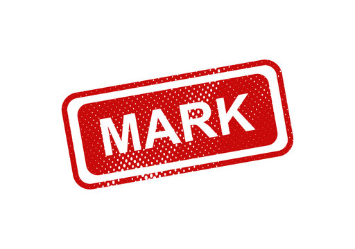 Red mark stamp with word mark illustration