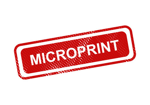 Red microprint stamp with text microprint illustration