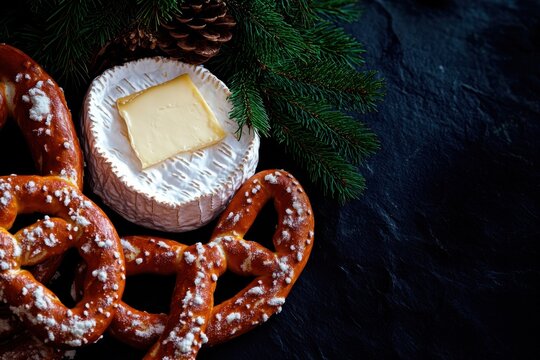 Some beer halls serve pretzels with a side of obatzda for an oktoberfest and octoberfest fest holiday