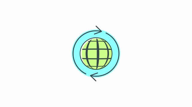 Animated Green Globe Rotating Icon Symbol for Digital Communication and Global Networking.