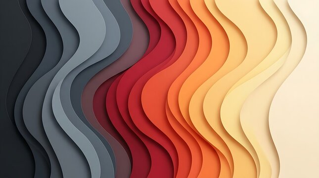 Abstract Paper Cut Waves Background with Gradient Color Layers