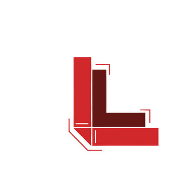 Abstract L shape with red and dark red colors