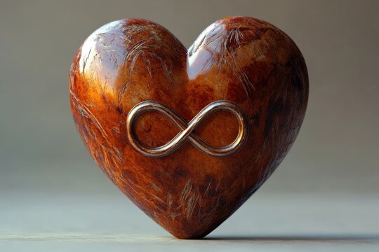 A heart with an infinity symbol engraved in its center representing endless love