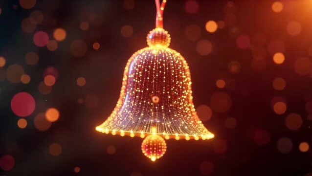 Glowing Bell Ornament festive decoration bokeh background holiday Christmas New