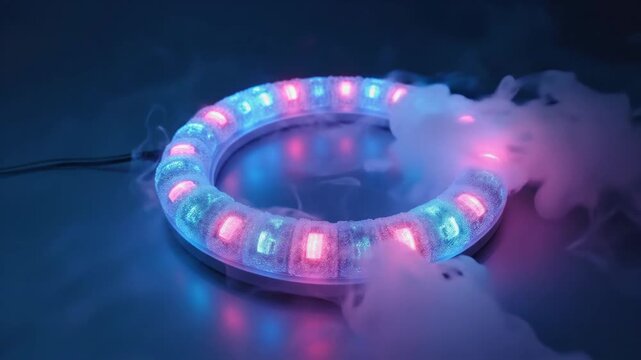 Glowing LED Ring Light pink blue mesmerizing vibrant visual effect