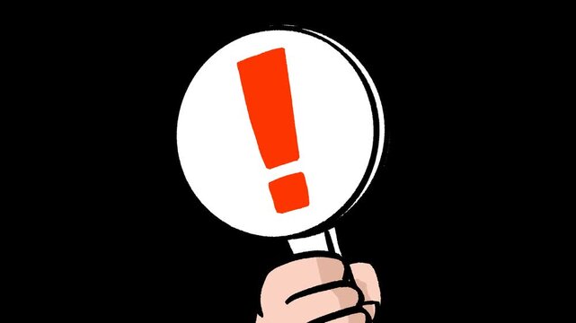 Surprise and Warning Sign Held by Hand Animation with Transparent Background