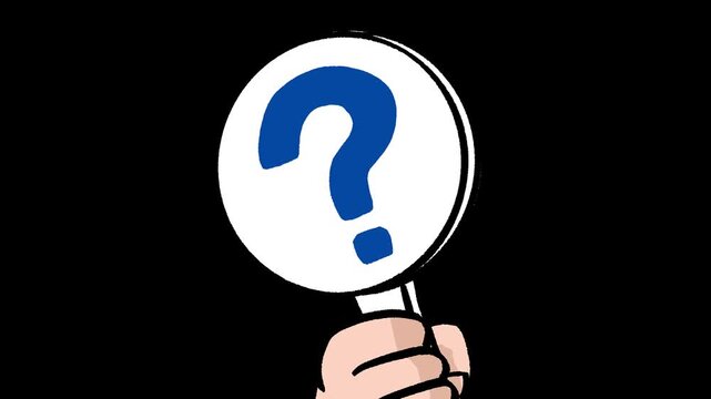 Hand Holding Round Question Mark Sign Animation with Transparent Background and Alpha Channel