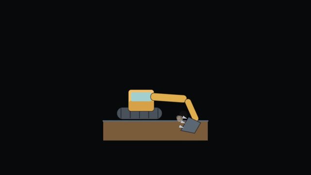 Excavator Digging Ground Construction Animated Icon
