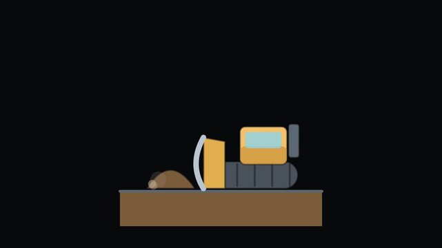 Construction Machine Crushing Rocks Animated Icon