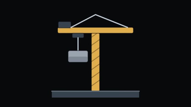Tower Crane Lifting Load Construction Animated Icon