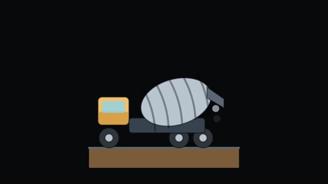 Concrete Mixer Truck Animated Construction Icon