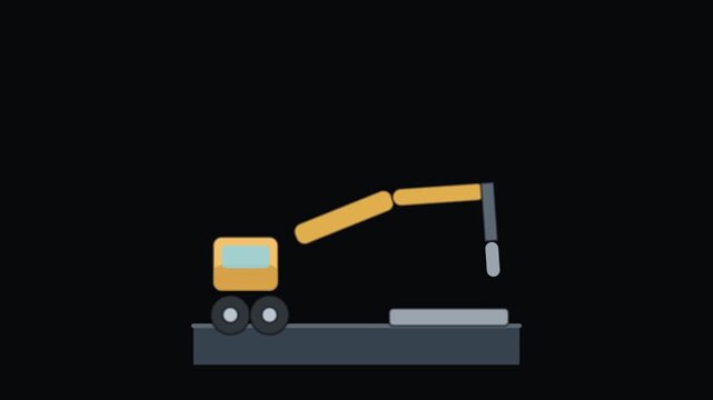 Mobile Crane Loading Truck Animated Construction Icon