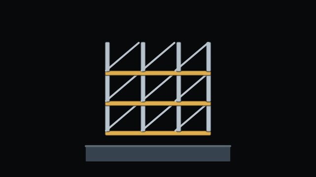 Steel Frame Structure Building Animated Construction Icon