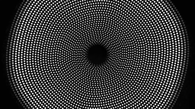 Abstract radial dot pattern animation, pulsing monochrome geometric background