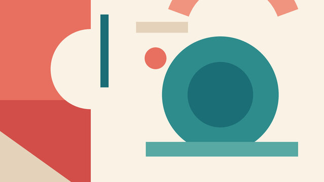 Flat Bauhaus teal header coral circle geometric illustration for posters and covers