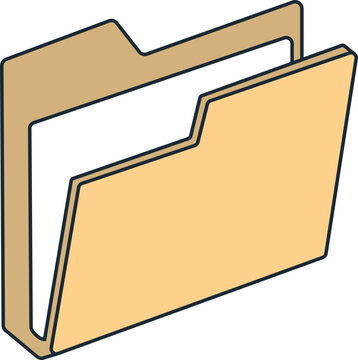 An open manila folder with a document inside, isolated on a white background