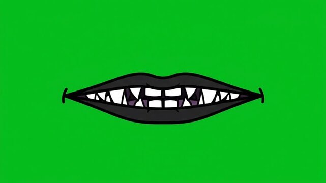 Spooky monster mouth animation chroma key