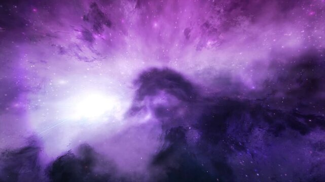 Purple Cosmic Nebula With Glowing Stars and Luminous Space Clouds