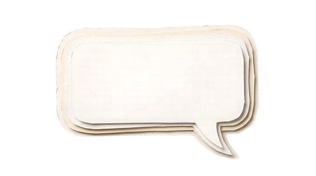 Layered Cardboard Speech Bubble Isolated on White Background